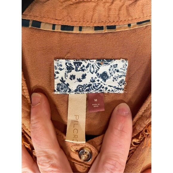 Anthropology Pilcro Ruffled Placket Shirt size M - Picture 10 of 14